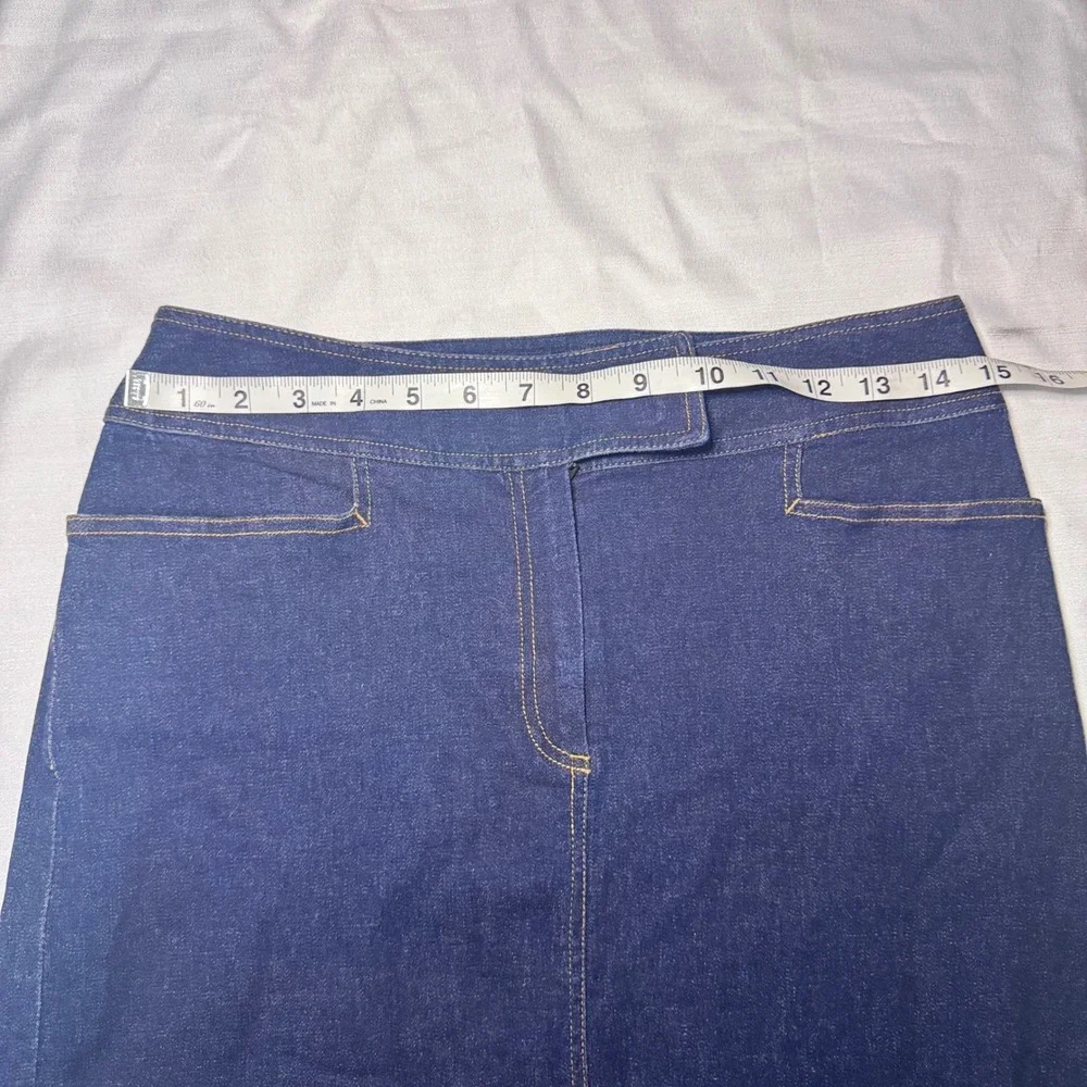 Womens Denim Pencil Skirt 4 Dark Indigo Wash Classic Minimalist Office Academia